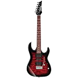Ibanez 6 String Solid-Body Electric Guitar, Right, Transparent Red Burst (GRX70QATRB)