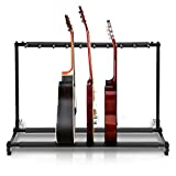 Pyle 9-Space Foldable Universal Multi Guitar Stand - Guitar Stand Portable Collapsible Instrument Floor Guitar Rack Holder w/ Foam Padding -...
