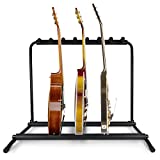 Pyle Multi Guitar Stand 7 Holder Foldable Universal Display Rack - Portable Black Guitar Holder With No slip Rubber Padding for Classical...