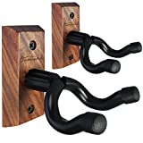Guitar Wall Mount 2 Pack, Black Walnut Wood Guitar Hanger, U-Shaped Guitar Wall Hanger Mount, Guitar Holder Hook Stand Wall for Acoustic,...