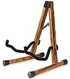 SNIGJAT Acoustic Guitar Stand, Wooden Guitar Stand with Tiger Grain, Floor Electric Guitar Stand with Foam, A-Frame Folding Guitar Stand for...