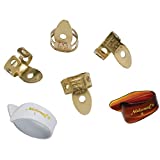 D'Addario Finger Picks for Acoustic Guitar - Banjo Picks - Finger Picks & Thumb Pick Set - Medium/Large - Brass, Multi - 6 Picks