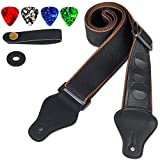 WOGOD Guitar Strap - Acoustic Electric Guitar Straps ,Bass Guitar Strap with 3 Guitar Picks Holder Ends