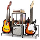 Guitar Stand 4-Tier for Acoustic, Electric Guitar, Bass, Guitar Rack Holder Floor Adjustable for Multiple Guitars, Guitar Amp Accessories,...